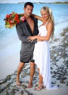 Asymmetrical tank top wedding dress