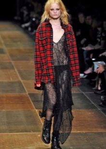 Clothing in the style of grunge to the transparent dress-bag
