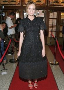 Black long evening dress with bell skirt