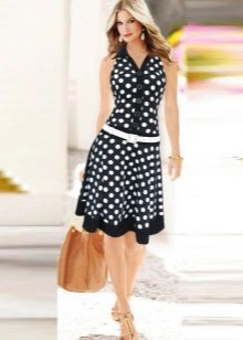 Polka dot low rise dress with full skirt