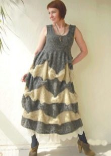 Long warm knitted pinafore dress