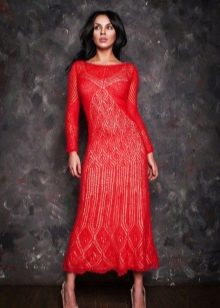 Woolen dress crocheted midi