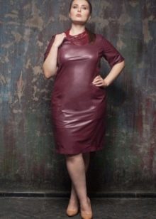 Large size eco-leather dress