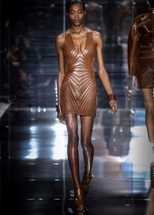 Short eco-leather dress