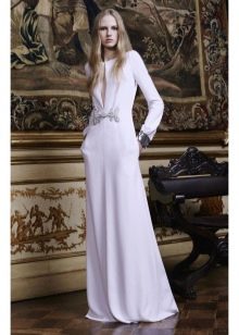 Robe de soirée en crêpe de Chine avec manches