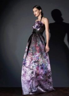 Robe de soirée en crêpe de Chine avec imprimé