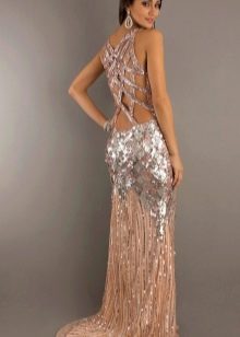 Open Back Prom Dress Beige