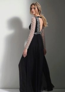 Black dress with an open back to the floor
