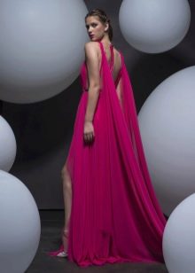 Dress with an open back and a slit red