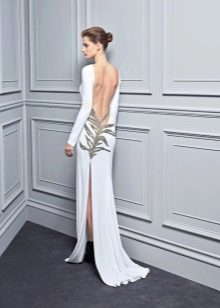 Open back dress with slit white