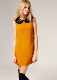 60s Mustard Black Collar Dress