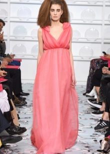 Empire style evening dress pink