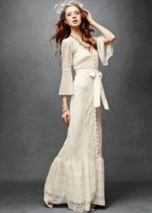 Boho style dress white to the floor