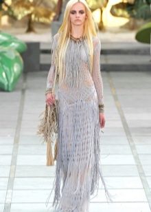Boho style fringed dress closed