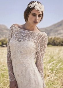 Boho dress embellished with pearls