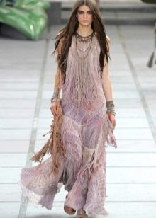 Long boho fringed dress