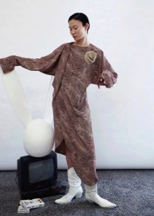 Asymmetric knitted winter dress