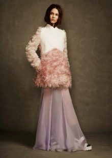 Short fur coat under a winter dress