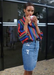 Midi Denim Pencil Skirt