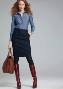 dark denim pencil skirt