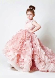 Fluffy dress with a train for girls