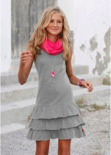Short dress with flounces for girls 12-14 years old