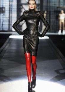 Red tights for a leather dress