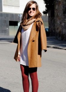 Burgundy tights for a white dress
