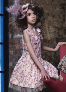 Retro puffy short dress for girls