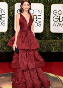 Fashionable dress 2016 marsala color