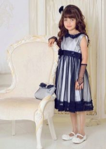 Elegant evening dress for girls with a collar