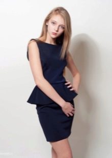 Elegant dress for a girl of 10-12 years old with a peplum