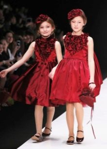 Elegant red fluffy dress for a girl