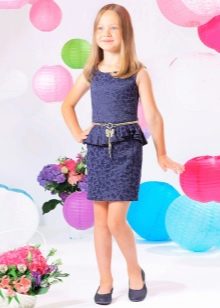 Elegant evening dress for girls with a peplum