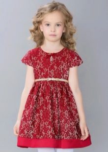 Elegant dress for girls red lace