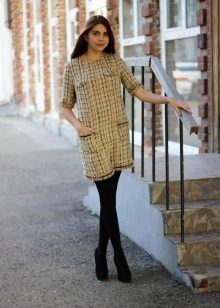 checked tweed mini dress