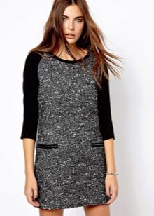 combination tweed shift dress