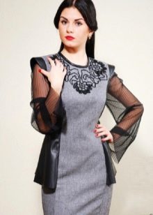 chiffon sleeve tweed dress