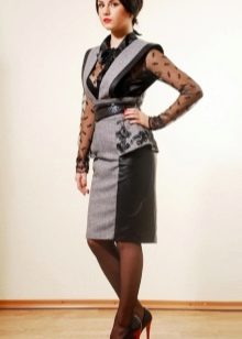 tweed sundress with leather