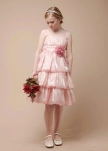 Tiered dress in retro style for a girl of 11 years old