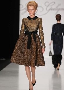 brocade dress with black belt