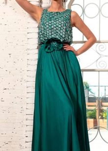 long satin dress with scaly bodice