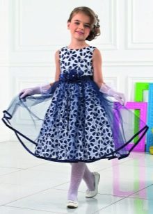 White and blue polka dot dress for 4th grade prom