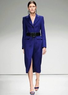 Straight midi dress with belt