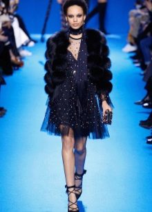 Fur coat for a blue dress