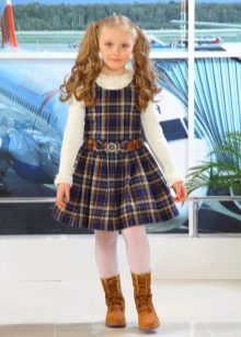 Plaid A-Line School Dress for Girls