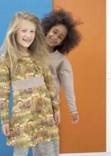 Knitted dress for girls with a print