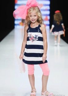 Knitted summer dress-tunic for girls with stripes