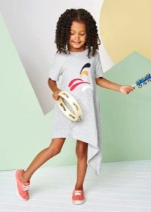 Knitted summer dress for girls asymmetrical