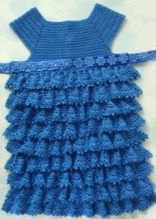 Elegant blue dress with ruffles for a girl of 4-5 years old